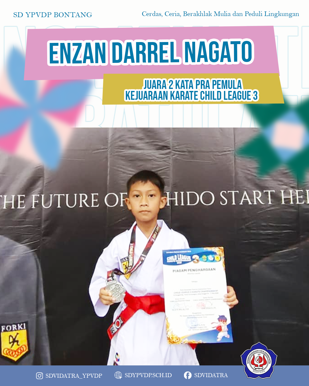 Enzan berhasil meraih Juara 2 Kata Pra Pemula Putra dalam Ajang Child League 3 yang Diselenggarakan di Tenggarong pada 15–17 Mei 2026