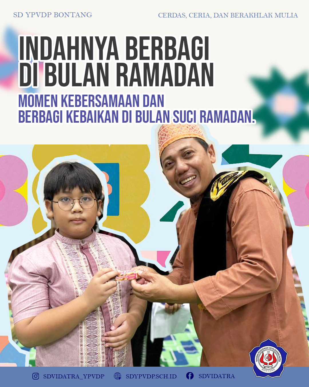 Keceriaan siswa, guru, dan keluarga besar SD YPVDP dalam momen berbagi dan mempererat kebersamaan di bulan suci Ramadan.